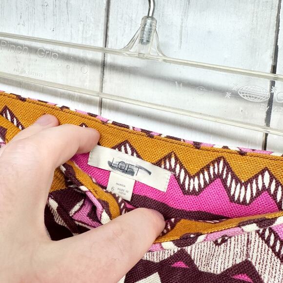 Loft Shorts Women Size 6 Multicolor Aztec Bead Detail Zip Fly Short Boho Summer - Picture 5 of 6